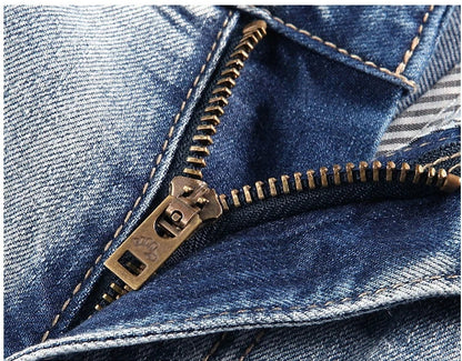 2025 New Summer thin stretch multi pocket workwear, slim fit denim shorts, cropped pants, casual jeans for men
