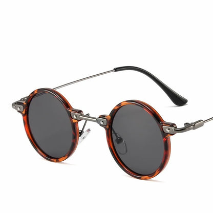 Retro Steampunk Round Sunglasses – UV400 Metal Frame | Men & Women