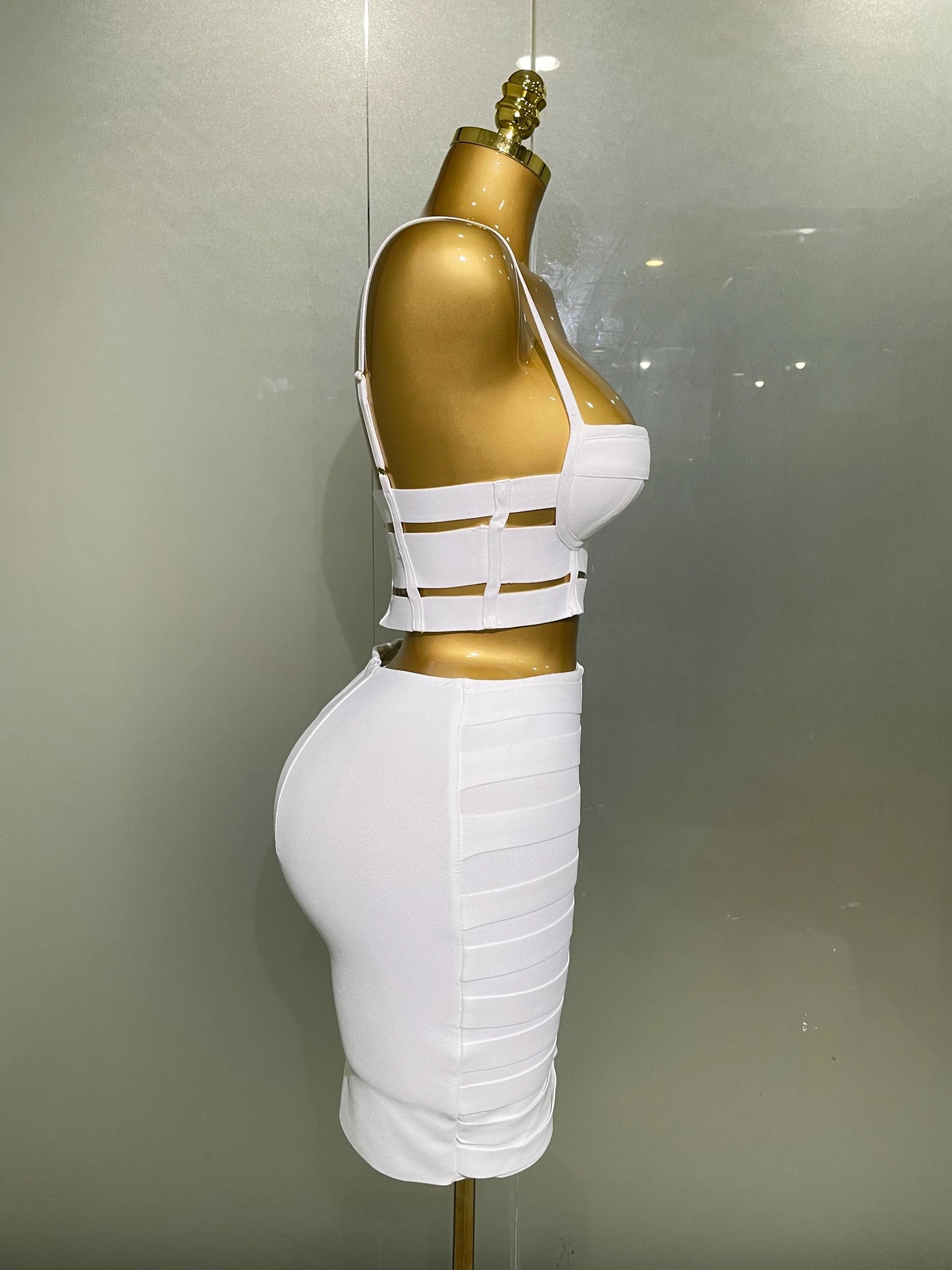 High Quality Women Sexy Bandage Tops Fashion Pencil Skirts Set Nightclub Party Celebrate Women's Set