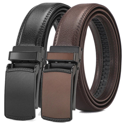 High-quality men's leather Belt Comfort Click Belt automatic buckle flip Belt convenient, business casual golf Ratchet Belt, Chr