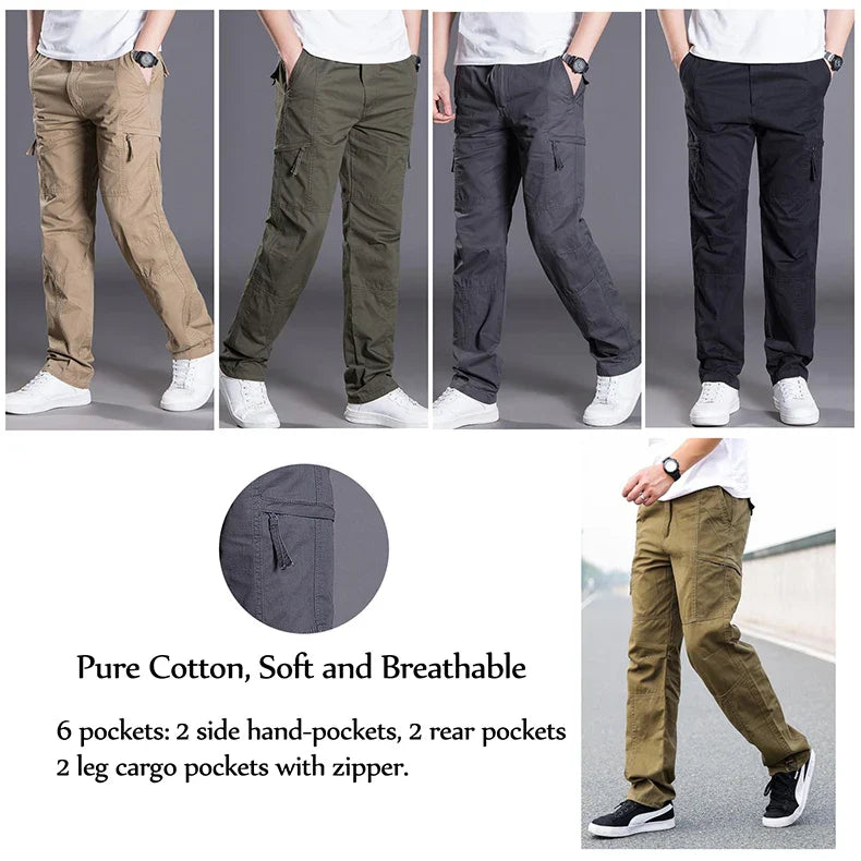 Mens Cargo Work Pants Ripstop Tactical Pants Elastic WaistWaist Hiking Pants Casual Cotton Jogger Outdoor Trousers