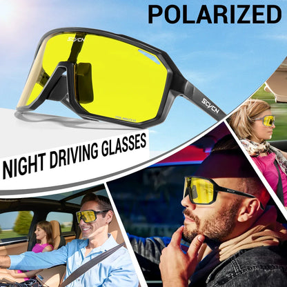 Yellow Polarized Cycling Sunglasses Men Bike MTB Driving Glasses Women Outdoor Sports Hiking Fishing UV400 Glasses