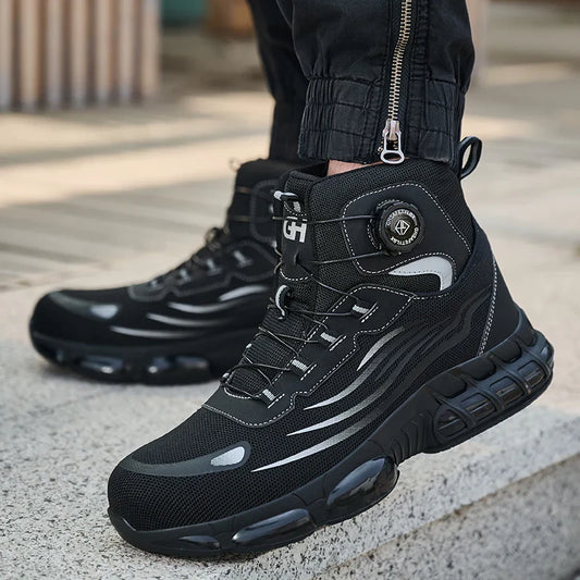 Rotating Buttons Safety Shoes Men Waterproof Steel Toe Safety Footwear Work Boots Men Anti-smash Anti-puncture Protective Boots