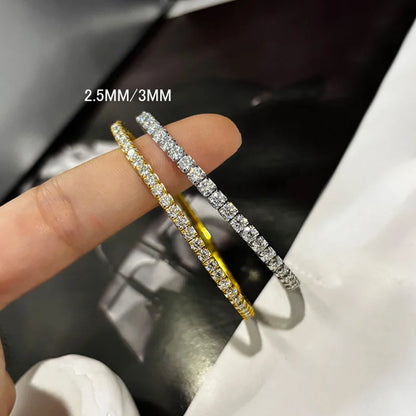 Elastic 2.5mm 3mm Full D Color Moissanite Tennis Bracelet Bangle for Women 925 Silver Pass Diamond Test Hand Link Bracelets