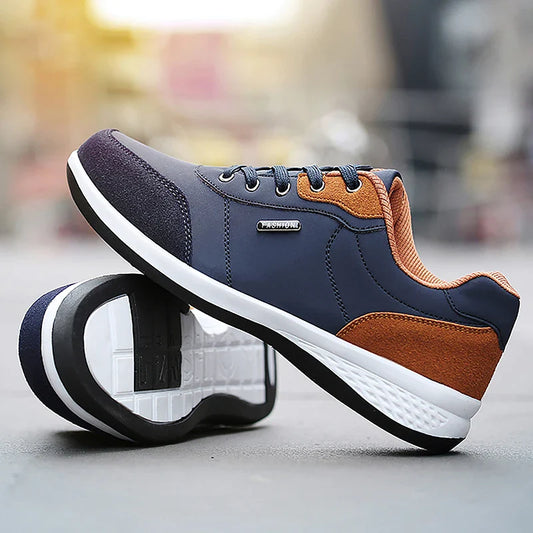 Sapatos Masculinos de Couro Tênis Tendência Esportes Corrida Respirável Masculino Tênis Calçado Antiderrapante para Caminhada Masculina Outono