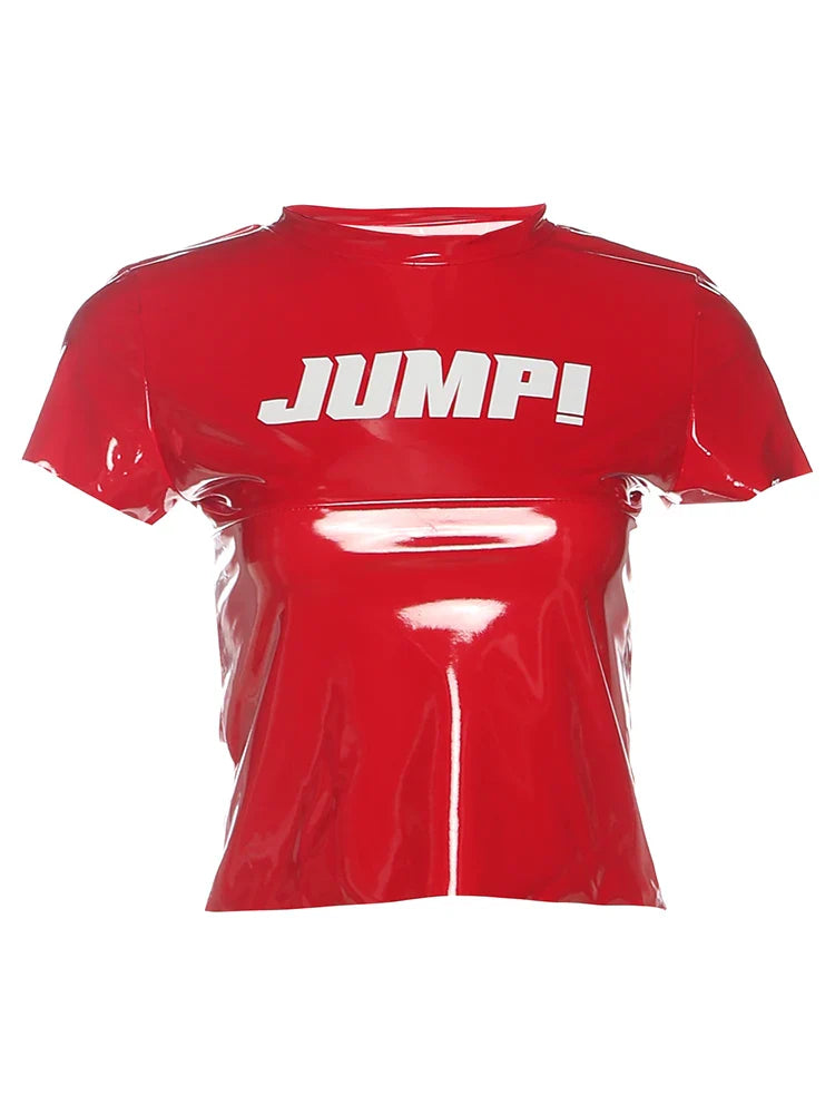 Summer New Trend T-Shirts Women Letter Print Reflection Design Short Sleeve Hot Girls High Street Style Crop Tops
