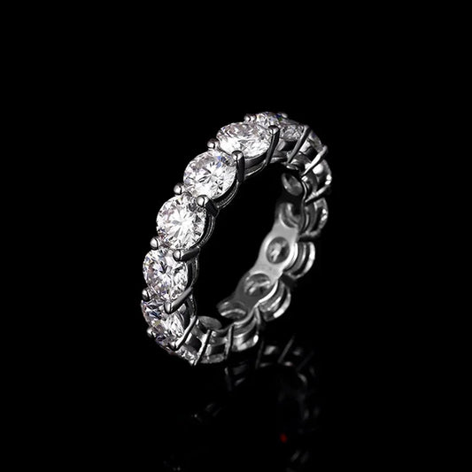 5mm Full Moissanite Ring for Woman Wedding 925 Sterling Silver Rings Lab Diamond Engagement Eternal Band Fine Jewelry