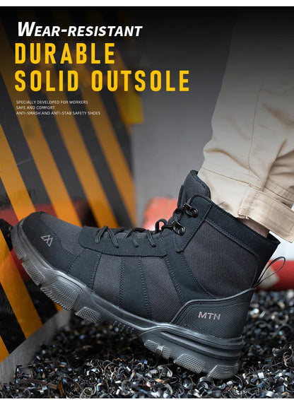 Protective Safety Shoes Men Indestructible Steel Toe Work Shoes Anti-smash Anti-puncture Safety Work Boots Breathable High top