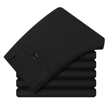 Male Spring Summer Casual Straight Pants Artificial Linen Business Casual Pants Mid Aged Men's Trousers