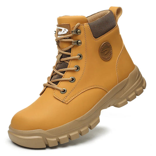 High Top Men Work Shoes Anti-Puncture Anti-smash Work Sneakers Slip Resistant Comfortable Soft Water Resistant Work Hiking Boots