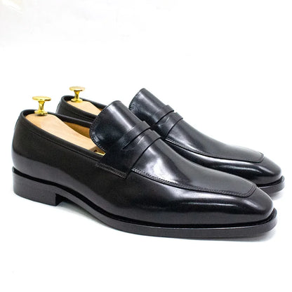 Men's Genuine Leather Penny Loafers Italian Design Luxury Classic Wedding Formal Office Business Dress Shoes