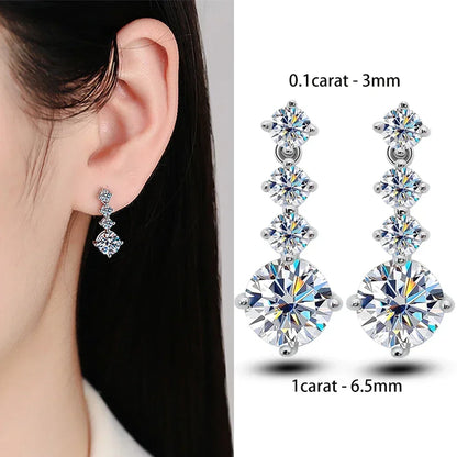 Long Tassel Full Moissanite Dangle Earrings with Certificates 6CT D Color Lab Diamond Earring 925 Silver Fine Jewelry for Women