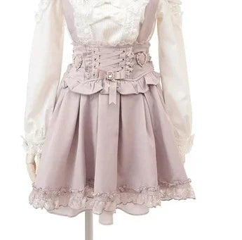 Japanese Liz Mine Mass Production Detachable Suspender Skirt Spring and Autumn Heart Cross Suspender Back Bow Straps Skirt