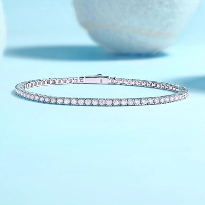 S925 Sterling Silver Moissanite Tennis Bracelet for Women Simple Row Design Elegant Sparkling Jewelry for Daily Wear