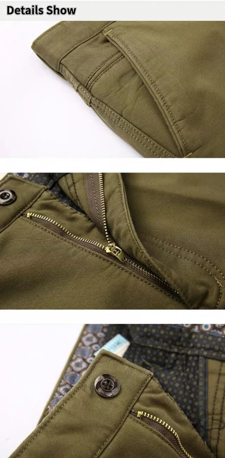 Men's 100% Cotton Summer Thin Pant Autumn Thick Classic Solid Casual Bland High Waist Trousers Business Office Cargo Pants Cheap