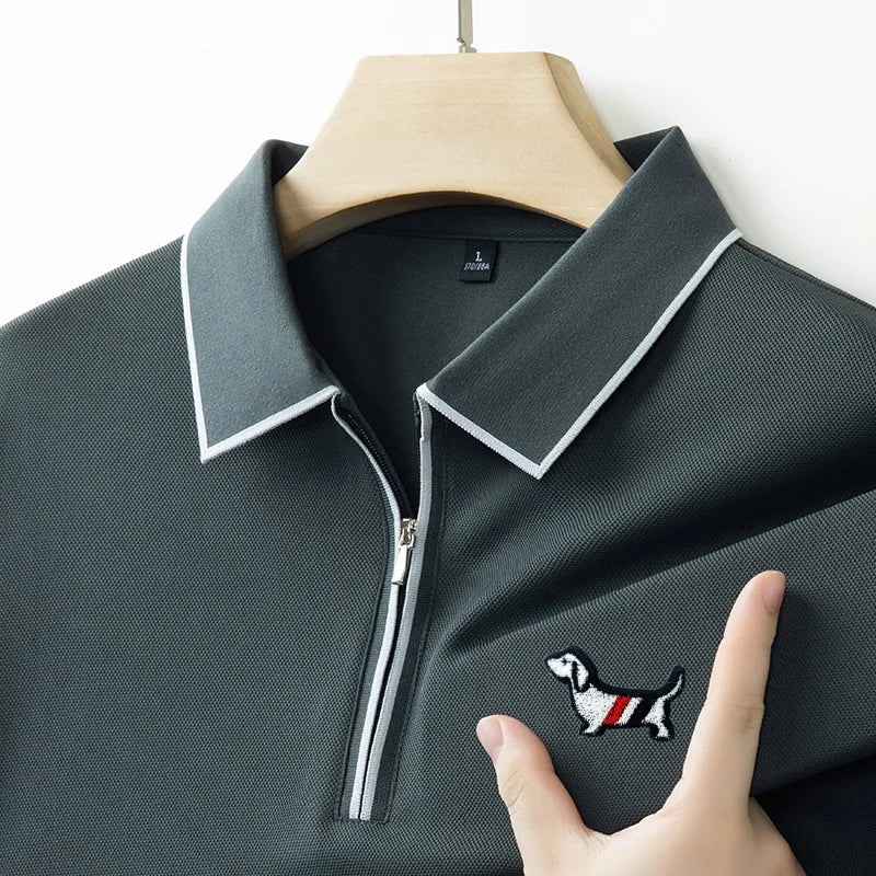 Designer Men's  Lapel Long Sleeve Polo Shirt Spring New Cartoon Embroidery T-Shirt Top Versatile Fashion Business Men's Clothing