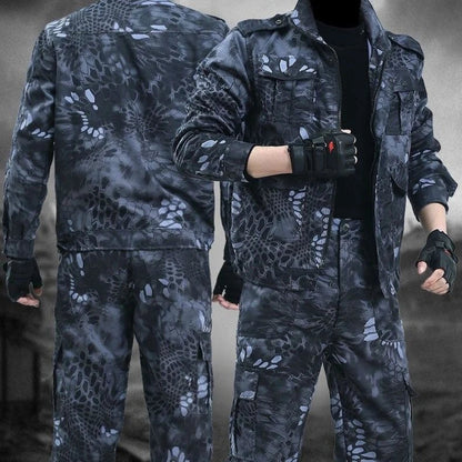 Labor Insurance Cloth Uniform Men's Soft Tracksuit Outdoor Suit Designer Clothes Black Python Pattern Wear-resistant Overalls