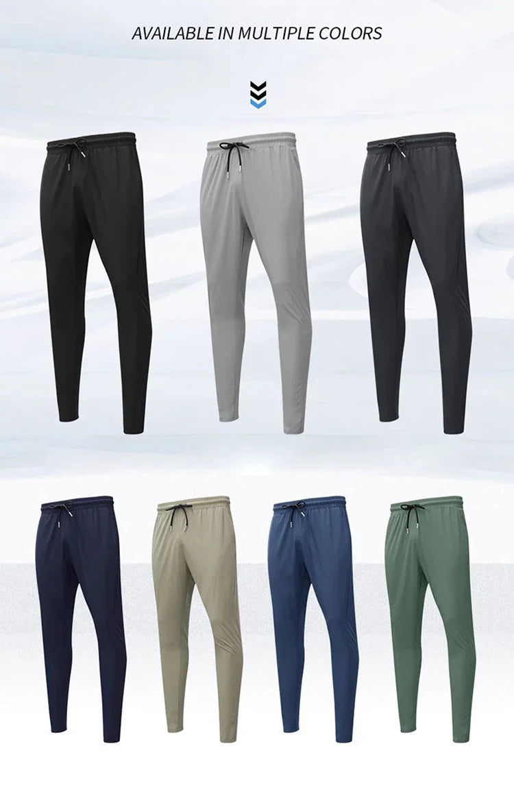 New Pencil Pants Tight Jogging Casual Mens Running Breathable Quick-Drying Ice Silk Outdoor Gym Sports Fashion Fitness Pant