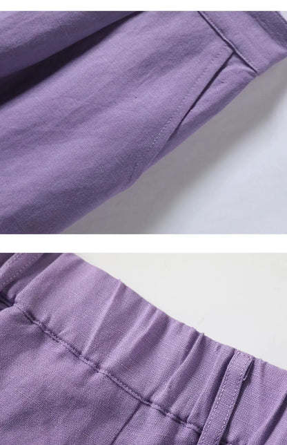 Cotton and Linen Shorts for Women Summer 2025 Loose High Waisted Wide Leg Pants Casual Versatile Solid Retro Straight Shorts