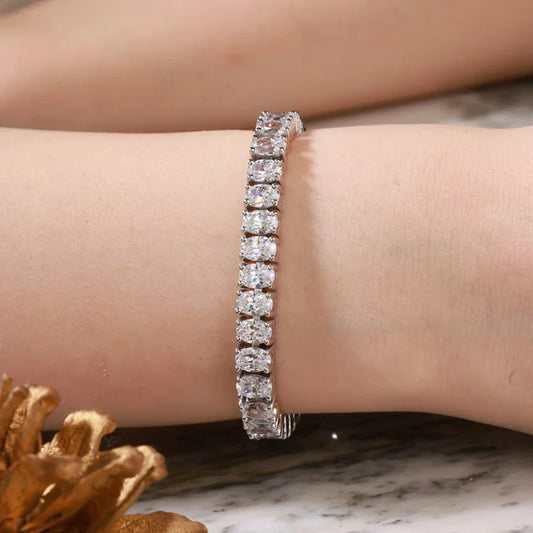 0.5Carat Oval Cut Moissanite Tennis Bracelets S925 Silver 18K Gold Plated for Women Men HipHop Jewelry Gifts GRA Certified