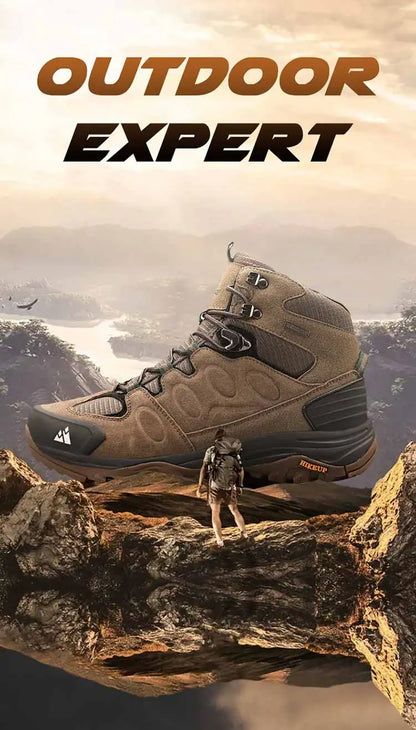 High-Top Men Hiking Boot Winter Outdoor Shoes Lace-Up Non-slip Sports Casual Trekking Boots Man Suede Warm Shoes