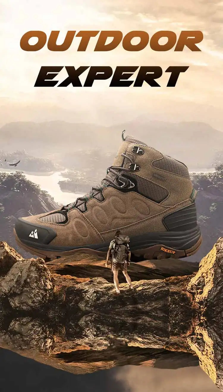 High-Top Men Hiking Boot Winter Outdoor Shoes Lace-Up Non-slip Sports Casual Trekking Boots Man Suede Warm Shoes