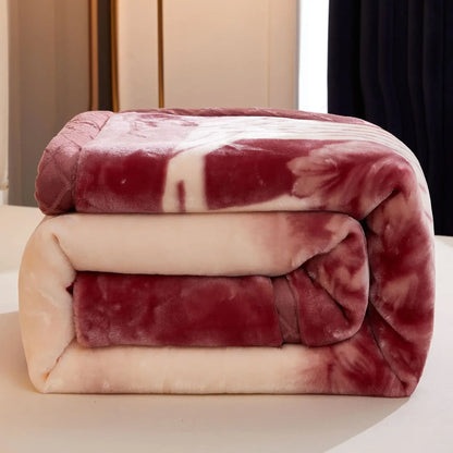 Double layers Raschel Mink Blankets Spring Winter Soft Warm Faux Fur Throw Blankets Heavy Fluffy Weighted Blankets
