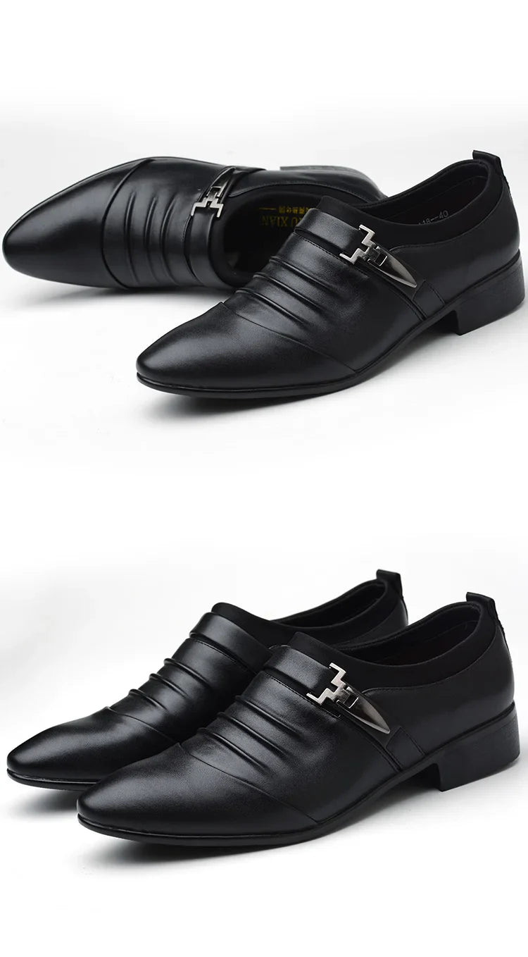 Classic White Men Dress Shoes 2024 Casual Business Leather Shoes for Men Point Toe Wedding Formal Shoes Men Size 46