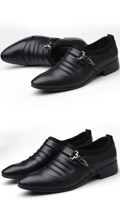 Classic White Men Dress Shoes 2024 Casual Business Leather Shoes for Men Point Toe Wedding Formal Shoes Men Size 46