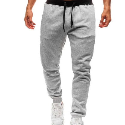 Men's casual elastic waistband drawstring sports pants, running exercise jogging pants, gym men's jogging sports pants