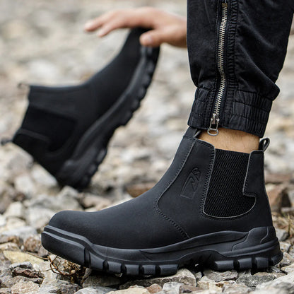 Quality Men Work Boots Anti-smash Anti-puncture Safety Shoes Chelsea Boots Anti-scald Welding Shoes Indestructible Men Boots