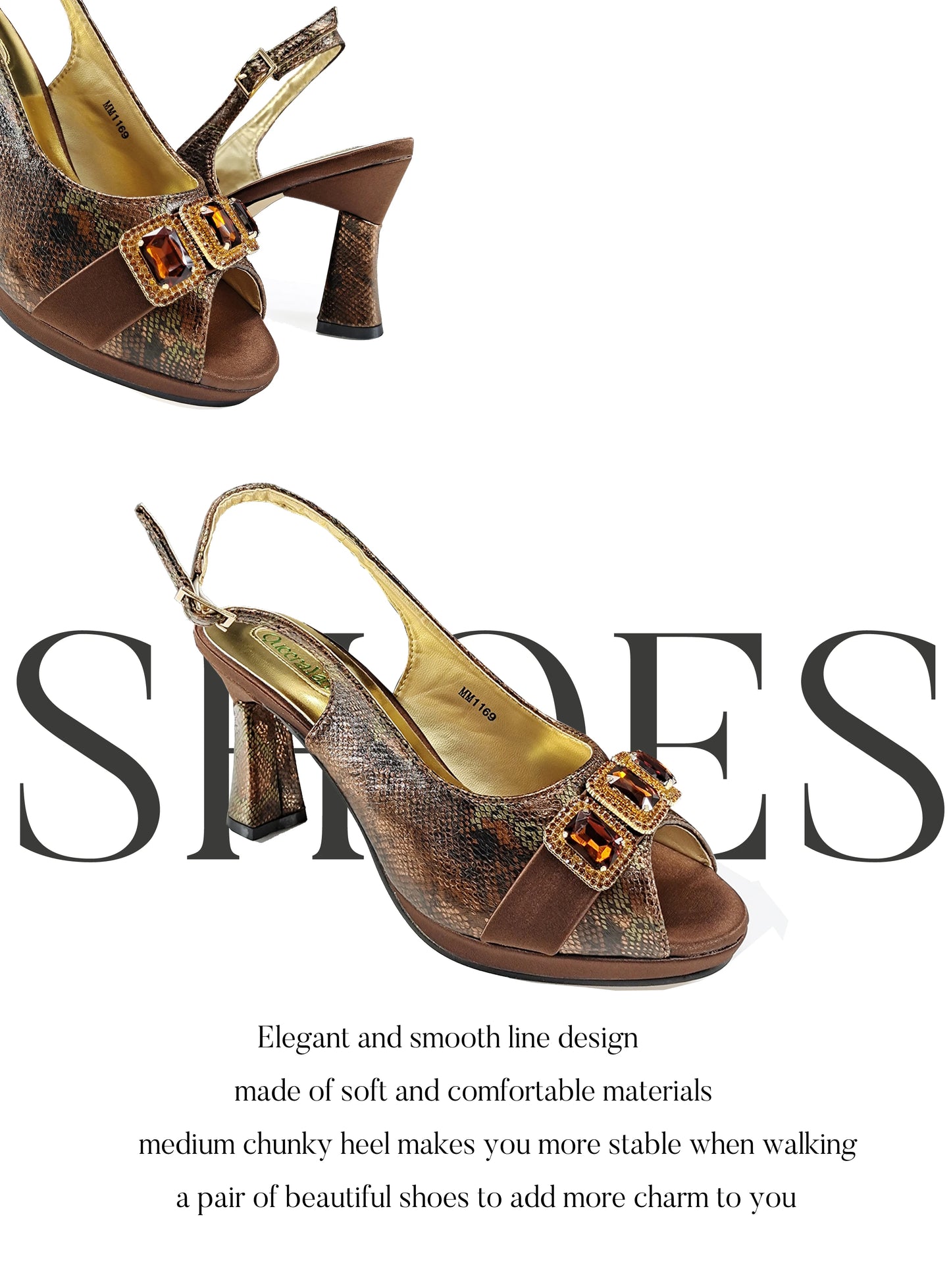 Luxurious Italian Women's Party Shoes&Bag Set Elegant Golden Rhinestone  Sandals with Peep Toe High Heels Wedding