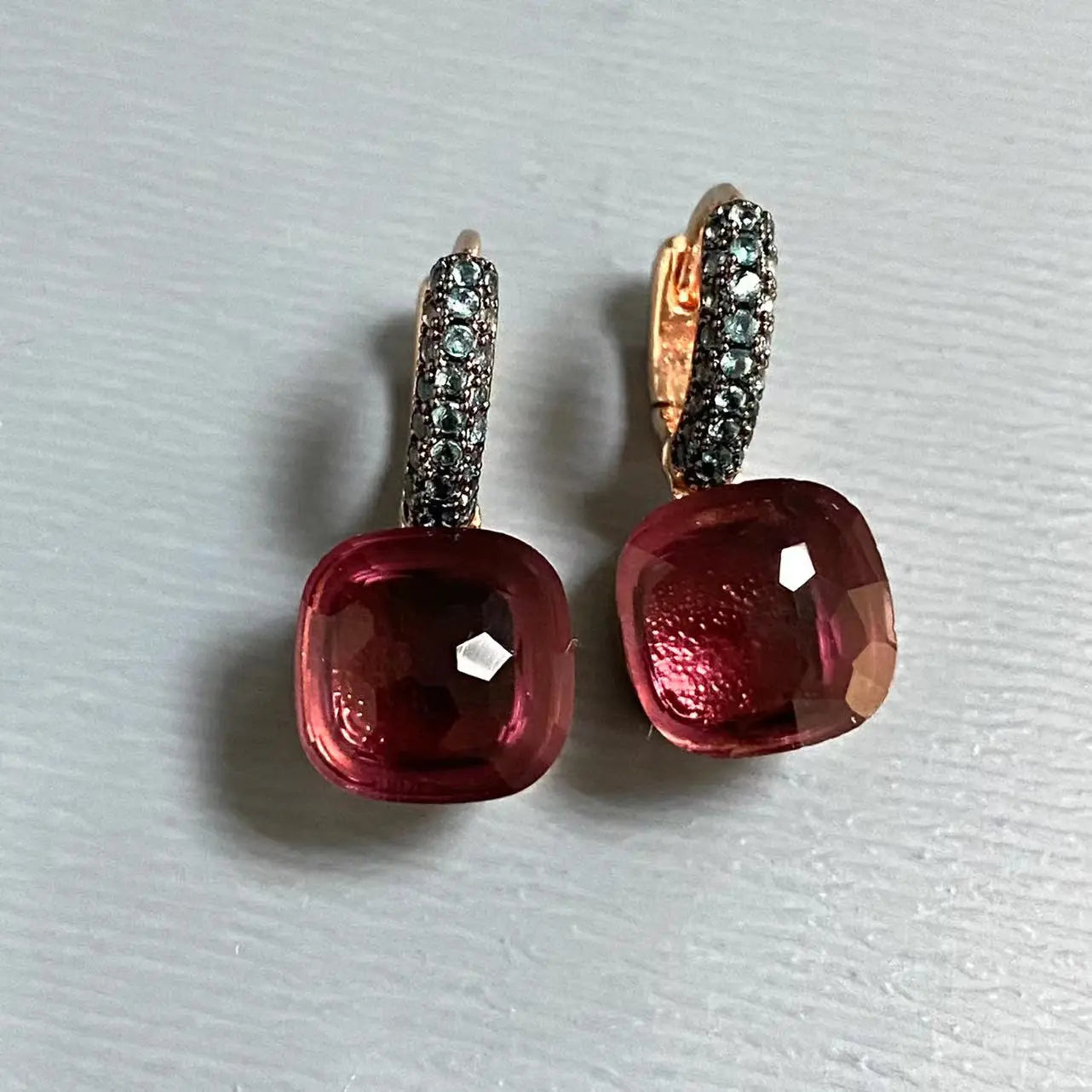 Classic Nudo Earrings Inlay Blue Topaz Zircon With Black Gun Plated Brown Crystal Earrings Fashion Jewelry Gift For Women