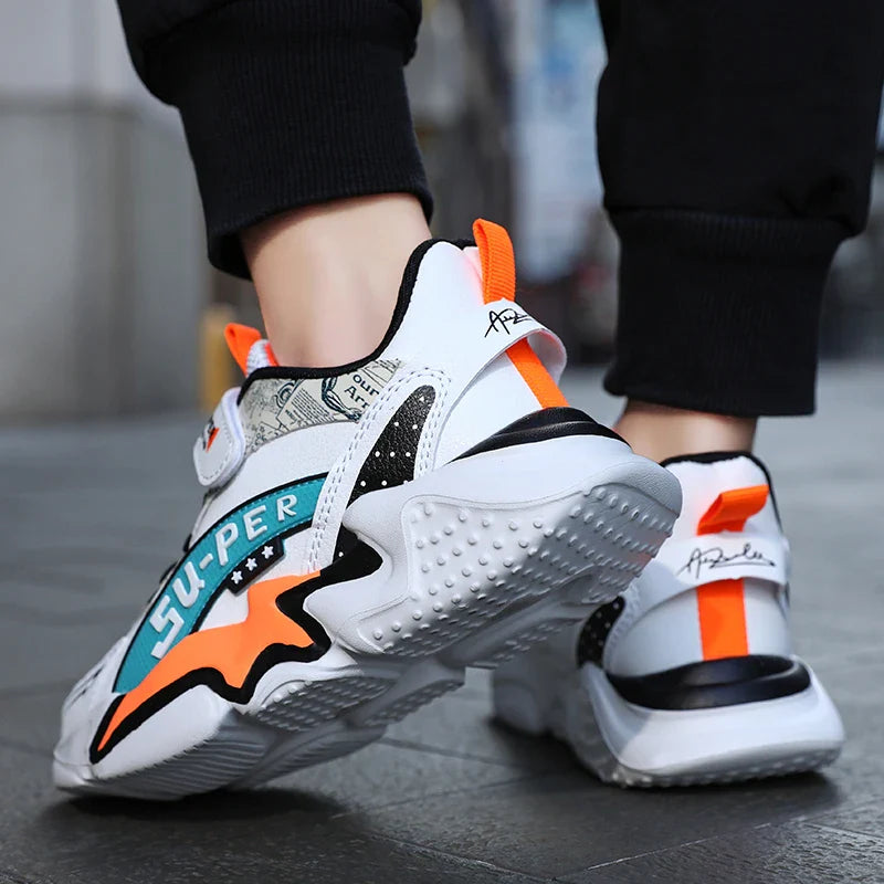 Sport Kids Sneakers Boys Casual Shoes For 5-16Years Old Children Tennis Leather Non Slip Fashion Running Shoes