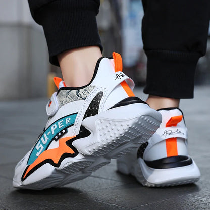 Sport Kids Sneakers Boys Casual Shoes For 5-16Years Old Children Tennis Leather Non Slip Fashion Running Shoes