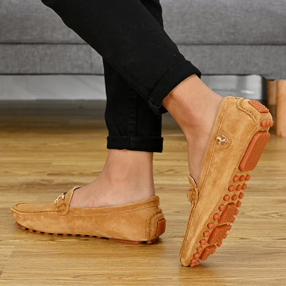Loafers Men Casual Fashion Suede Men Shoes Lightweight Soft Genuine Leather Moccasins Slip on Driving Shoes for Men Size 48