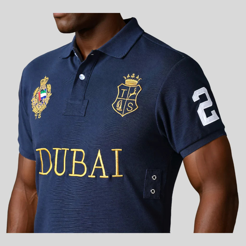 Men's polo shirt UAE Dubai short Royal casual  sport party high-end cotton embroidery luxury contrast color original design