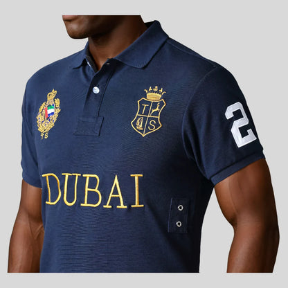 Men's polo shirt UAE Dubai short Royal casual  sport party high-end cotton embroidery luxury contrast color original design