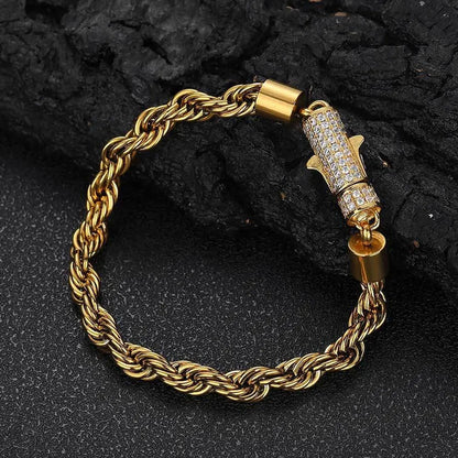 D VVS1 Moissanite Rope Bracelet 4mm Solid 925 Sterling Silver Chain Hip Hop Iced Out Clasp Rope Bracelets for Women Man