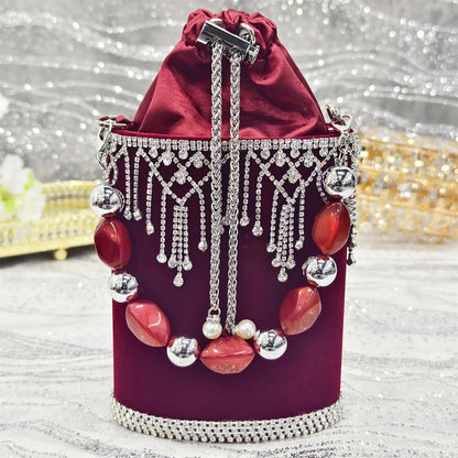 Pointed-Toe High Women Heels Shoes and Bags for Women Rhinestone Evening Party Elegant Luxury Handbag