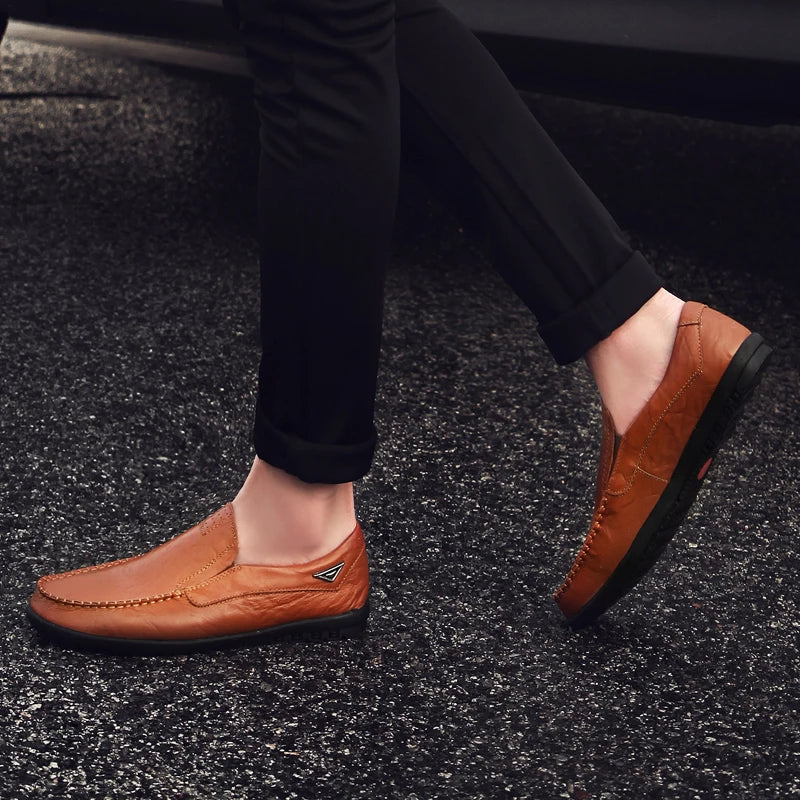 Leather Men Casual Shoes Luxury Brand 2024 Mens Loafers Moccasins Breathable Slip on Black Driving Shoes Plus Size 37-47