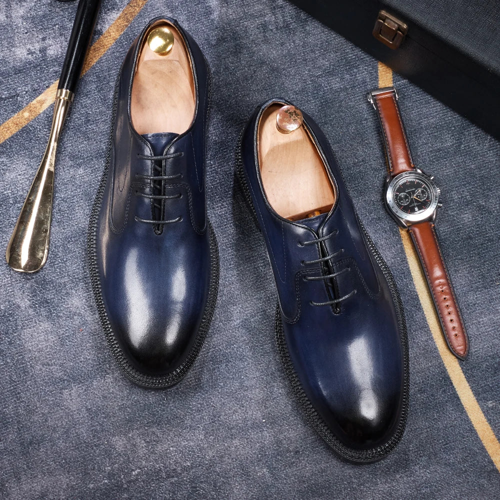 Fashion brand smooth Oxford shoes business formal leather shoes men's 2025 winter high heels wedding pointed office shoes