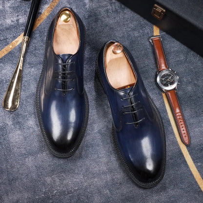 Fashion brand smooth Oxford shoes business formal leather shoes men's 2025 winter high heels wedding pointed office shoes