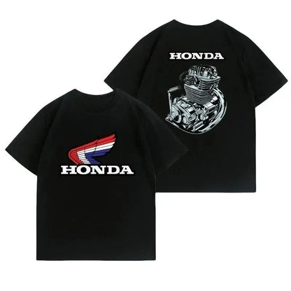 2025 Motorcycle T-shirt Men's Summer 100% Cotton Short Sleeve Never Give Up Print Loose Casual Cycling T-shirt
