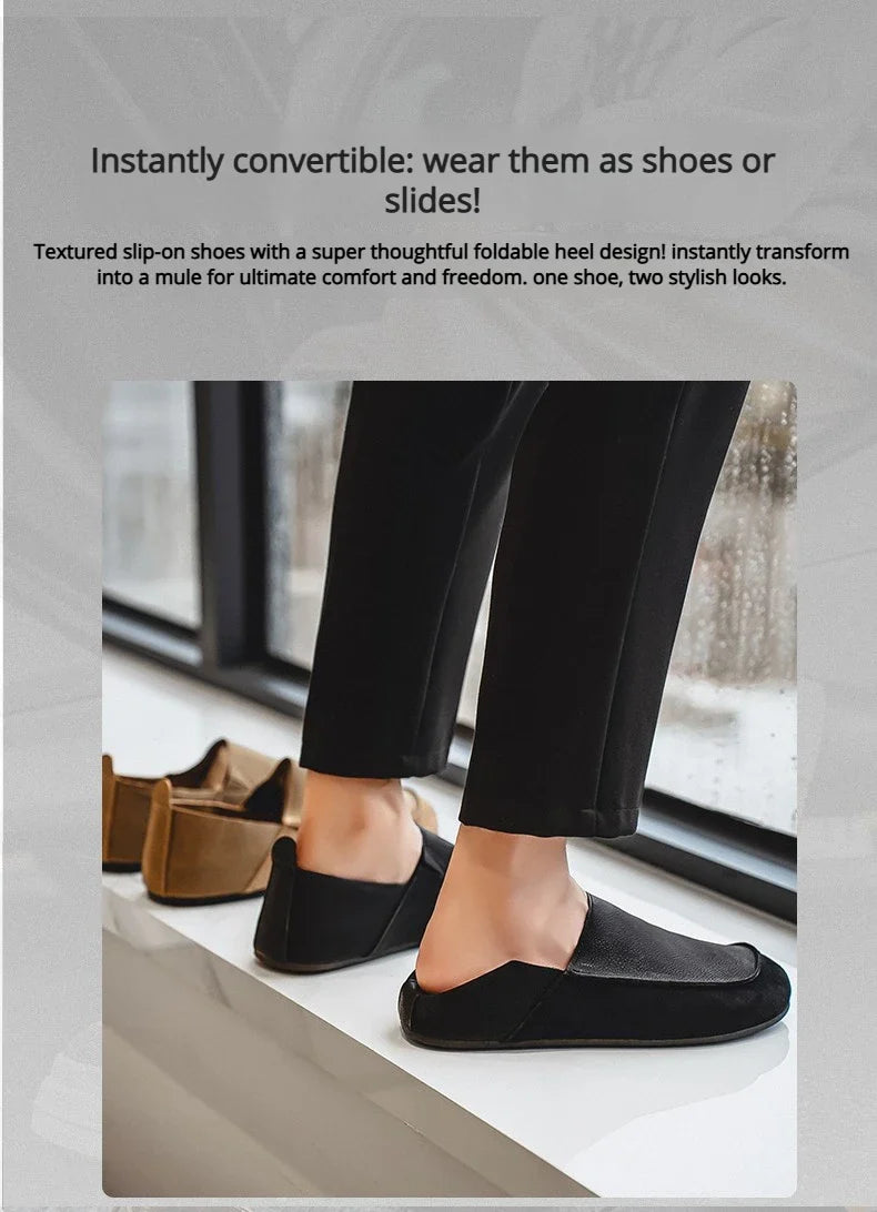 Man Loafers Outdoor Walking Fashion Mens Casual Shoes Soft Leather Comfort Half Slippers Breathable Lazy Driving Shoes