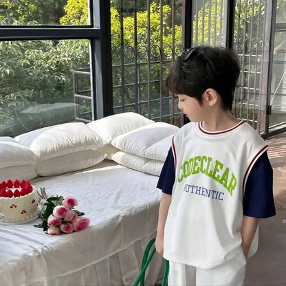 2pcs Kids Boys Short Sleeve Set 2025 Thin Children's Girls Tops +short Clothing Quick Dry Sports Suit