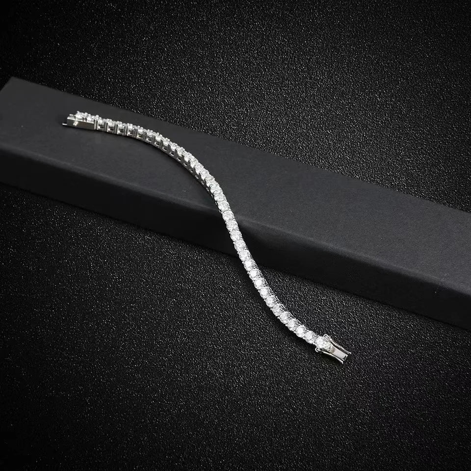 New In Real D Color Full 2mm 0.03CT Moissanite Tennis Bracelet For Women S925 Silver Plated 18K Diamond Link Bracelets Gift