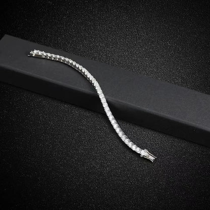 New In Real D Color Full 2mm 0.03CT Moissanite Tennis Bracelet For Women S925 Silver Plated 18K Diamond Link Bracelets Gift