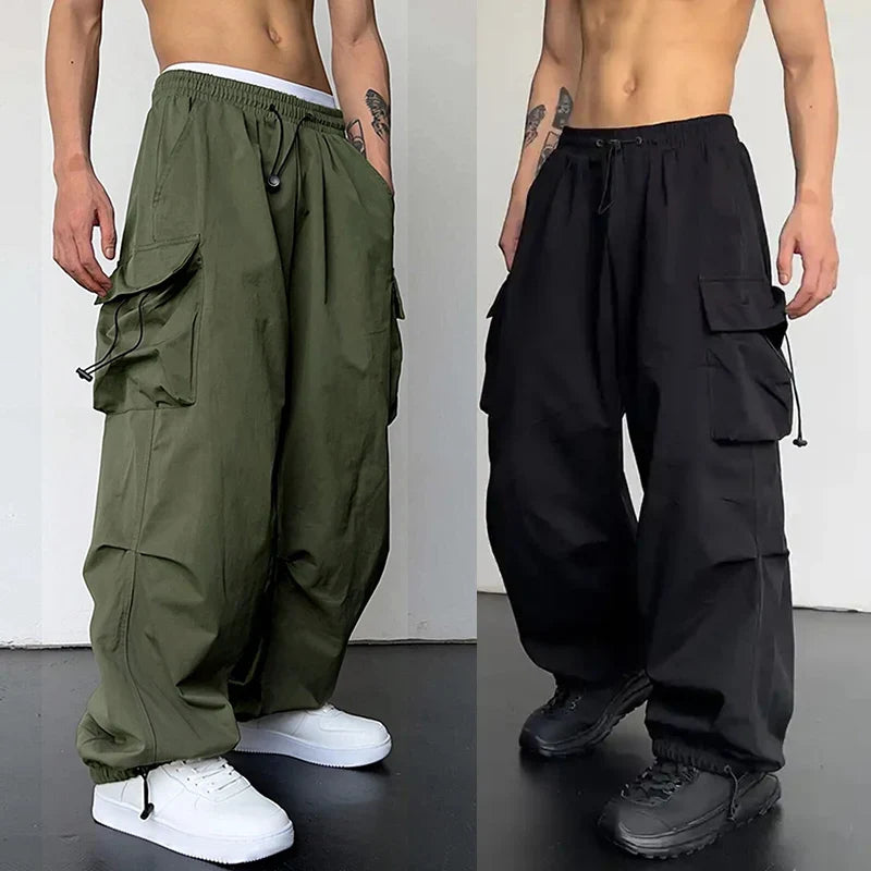New Casual Pant Cargo Trousers Streetwear Wide Leg Sweatpant High Street Trendy Loose Versatile Straight Casual Pants 2pc Couple