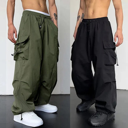 New Casual Pant Cargo Trousers Streetwear Wide Leg Sweatpant High Street Trendy Loose Versatile Straight Casual Pants 2pc Couple